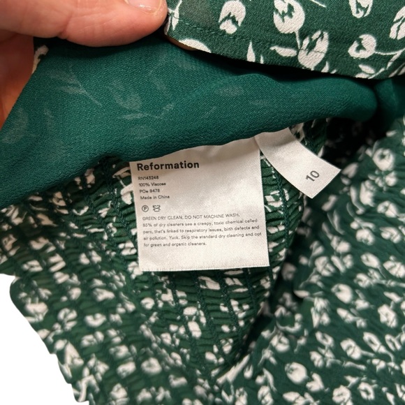 REFORMATION | Women’s Lisbon Top - Green + White - Sz 10 - Picture 7 of 12